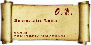 Ohrenstein Manna névjegykártya